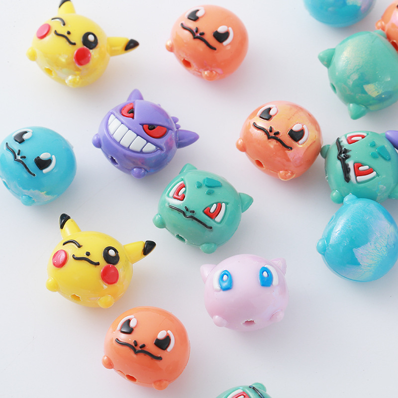 Phone Accessories Crochet - 12 ชิ้น ลูกปัดโปเกมอน DIY สายคล้องโทรศัพท์มือถือ พวงกุญแจ
