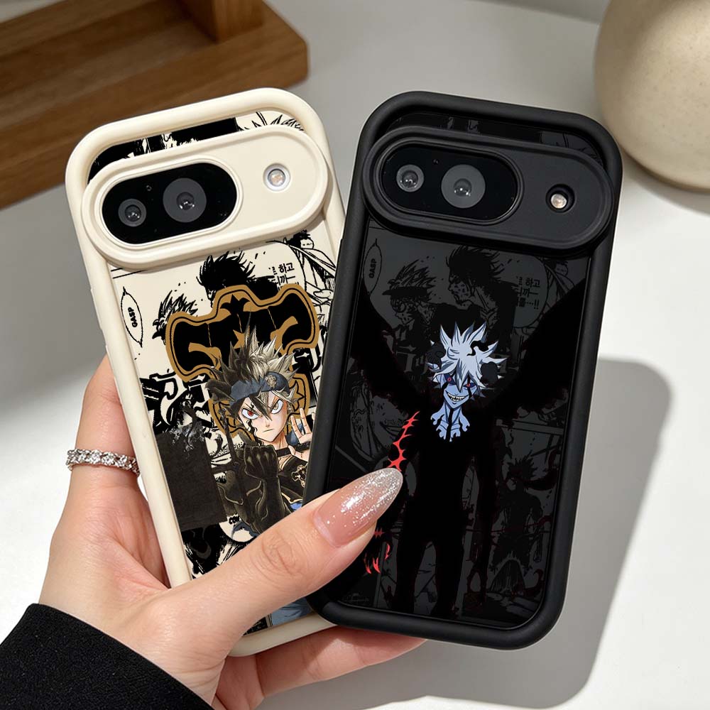 Google Pixel 9 - เคสโทรศัพท์สีดำลายโคลเวอร์สุดเท่ สำหรับ Google Pixel 10 9