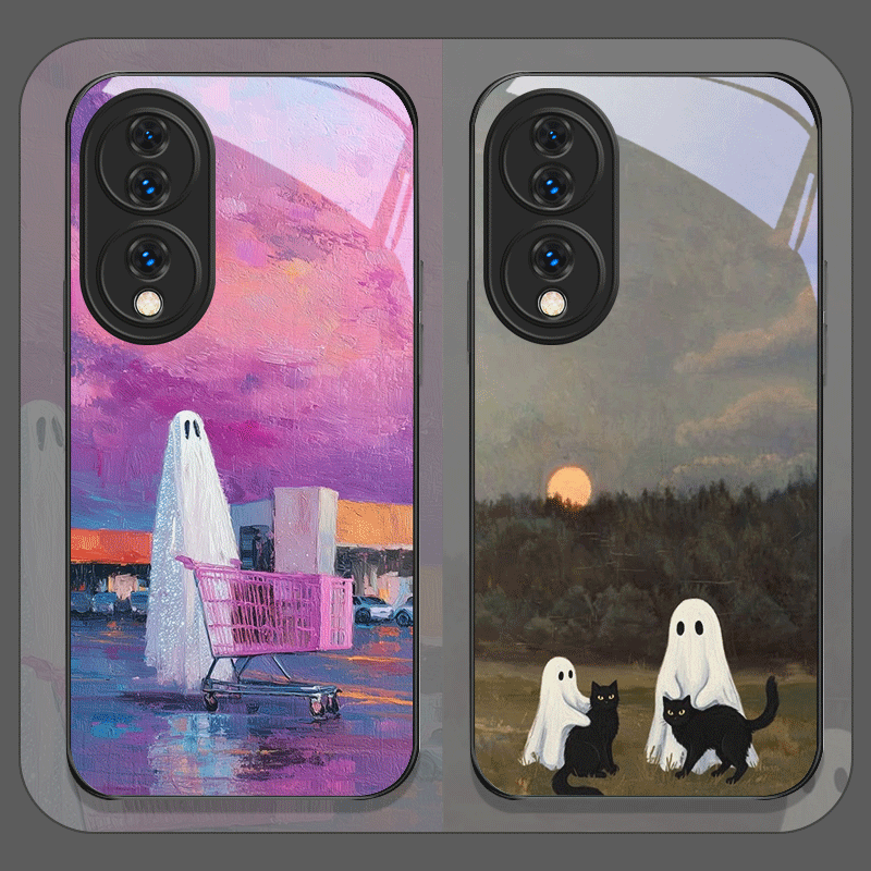 Huawei Nova 12 - เคสโทรศัพท์กระจกนิรภัยลายการ์ตูนแมวดำสุดน่ารักสำหรับ Huawei Nova 13 Pro 12