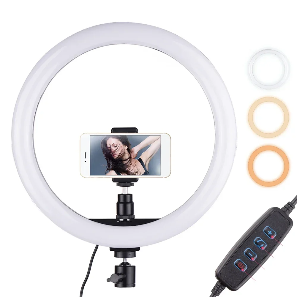 Selfie Stick Tripod - ไฟวงแหวน LED ปรับความสว่างได้ สำหรับกล้องถ่ายรูป ถ่ายวิดีโอ โทรศัพท์มือถือ