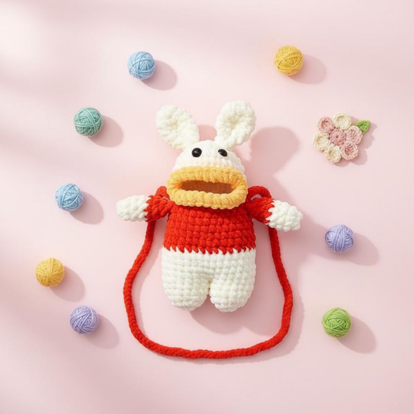 Phone Accessories Crochet - กระเป๋าโทรศัพท์รูปกบโครเชต์ กระเป๋ากบถักทำมือ งานถักไหมพรม น้ำหนักเบา แฟชั่นสำหรับผู้หญิง ใช้สำหรับช้อปปิ้ง