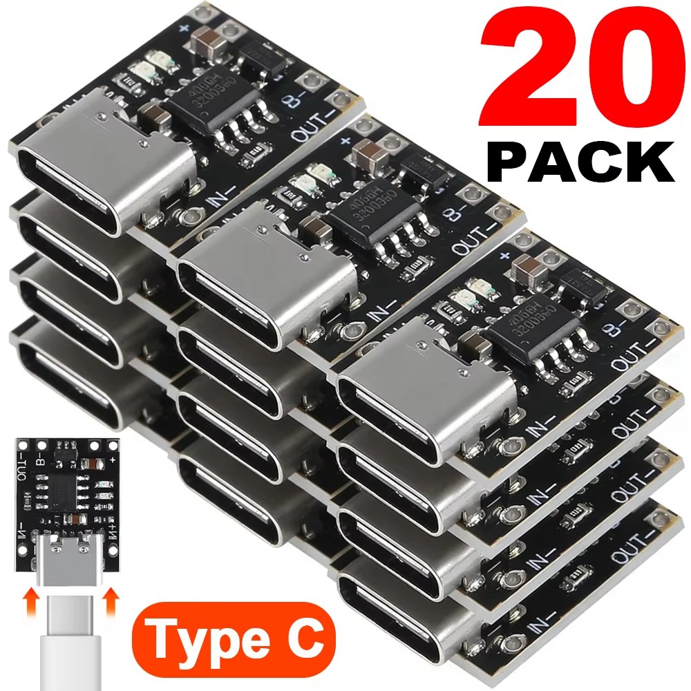 Type C Adapter - 1-20 ชิ้น TP4056 3.7V แบตเตอรี่ลิเธียมชาร์จบอร์ดปลดประดานพร้อมระบบป้องกันประเภท-C USB