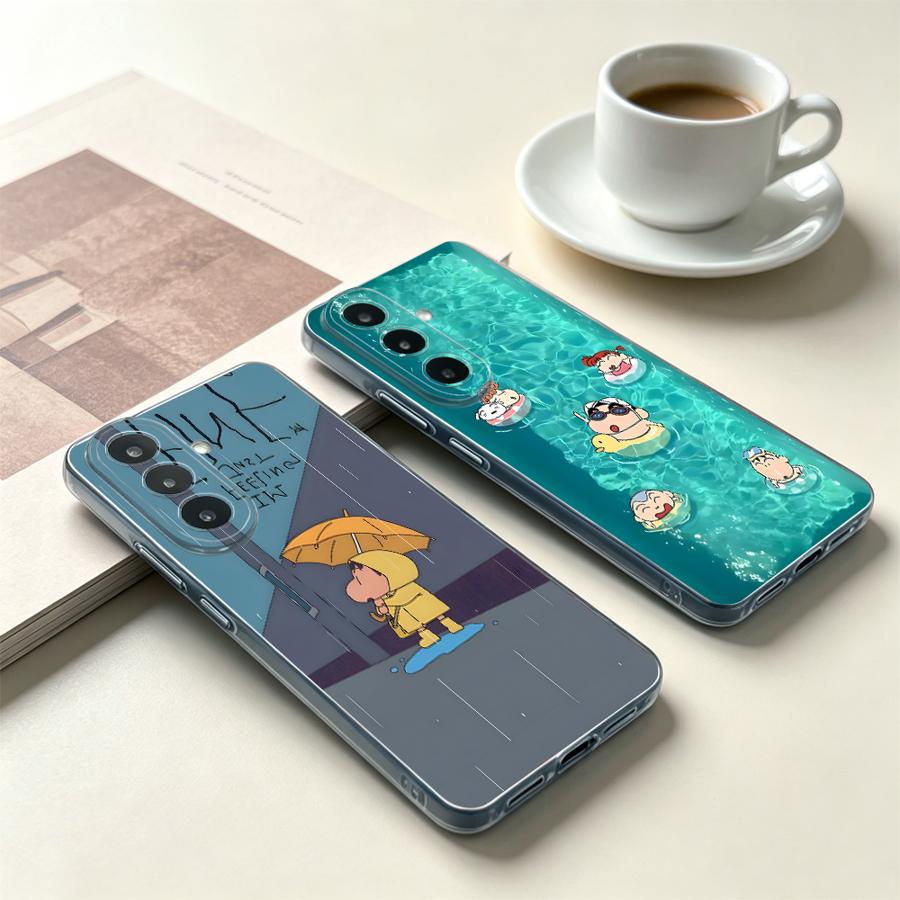 Samsung Galaxy A55 - เคสโทรศัพท์ลายเด็กชายกับร่มสีเหลืองสำหรับ Samsung Galaxy A14 A16 A52