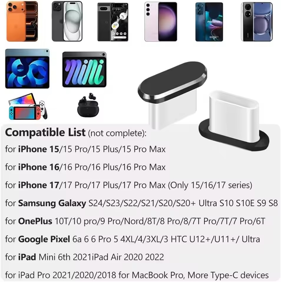 ปลั๊กกันฝุ่น USB C 4 ชิ้น พร้อ - Type C Adapter บทวิจารณ์และราคา