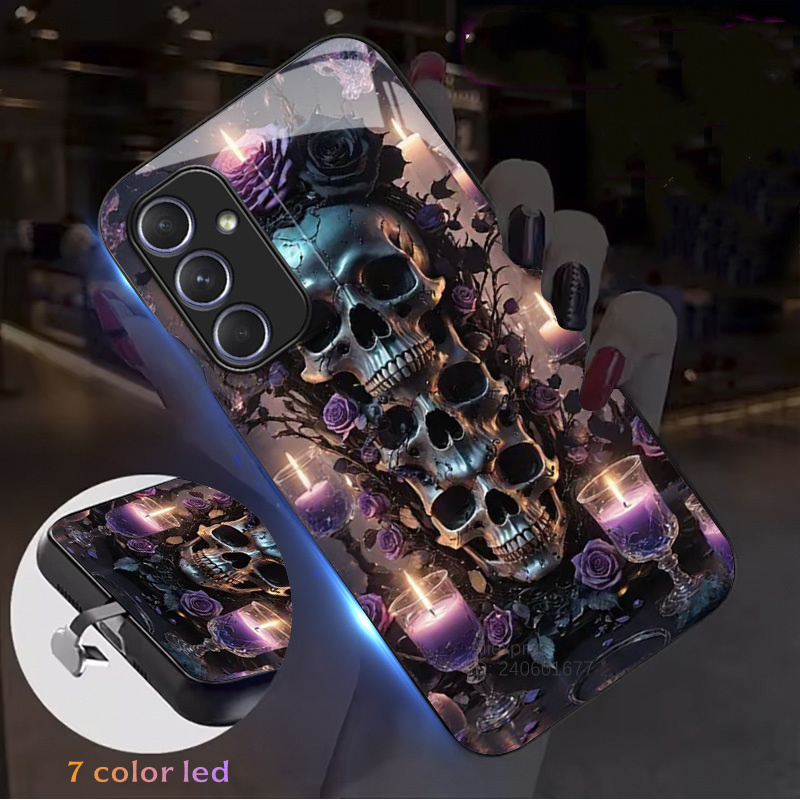 เคสลายศีรษะศิลปะสีเขียวสำหรับ  - Led Flash Case บทวิจารณ์และราคา